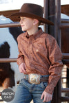 Cinch Boy’s Brown Paisley Print Button Down Shirt