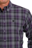 Cinch Men's Purple & Black Plaid Shirt