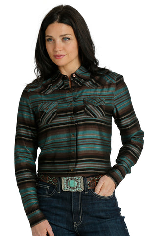 Cinch Women's Turquoise & Brown Print Shirt