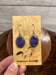 Oval Charoite Drops Earrings