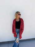 Stripe Miley Dot Cardigan-Red