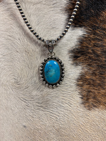 Genuine Turquoise Zinia Pendant