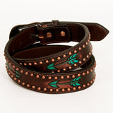 Austin Arrow Spotted Hand Painted Brown Leather Belt