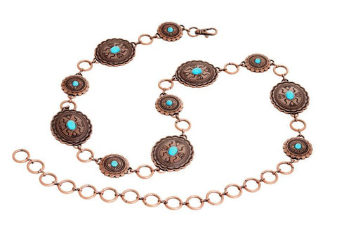 Copper & Turquoise Concho Chain Belt
