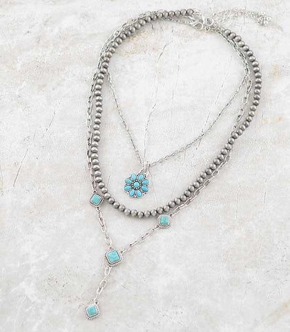 Turquoise Navajo Pearl Layered Necklace
