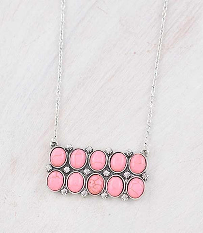 Pink Stone Bar Necklace