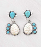 Faux Turquoise & White Buffalo Stone Dangle Earrings