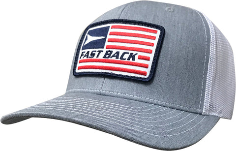 Fast Back Gray & White Mesh Flag Patch Cap
