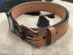 Tan Leather Stitched Men's Belt