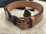 Tan Leather Stitched Men's Belt