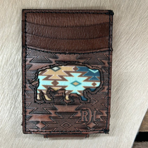 Red Dirt Hat Co Card Cse W/Magnetic Clip Southwest Buffalo Inlay
