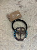 Silver & Turquoise Peace Sign Hair Tie