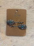 Silver Oval & Turquoise Hair Pin Set