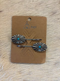 Silver Oval & Turquoise Hair Pin Set