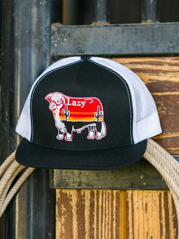 Lazy J Ranch Wear Black Sunrise Cactus Bull Cap
