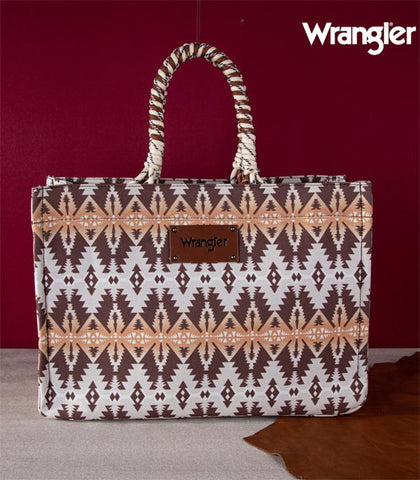 Wrangler Oversized Tote Bag Braided Handles Weekender Bag