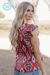 Babydoll Red Aztec Top