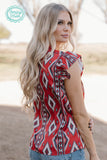 Babydoll Red Aztec Top