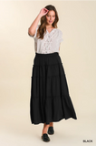 Black Tiered Maxi Skirt with Ruffle Hem