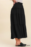 Black Tiered Maxi Skirt with Ruffle Hem