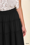 Black Tiered Maxi Skirt with Ruffle Hem