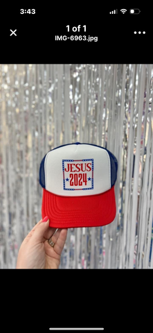 Red, White & Blue Jesus 2024 Trucker Hat