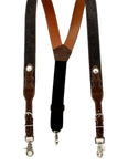 Nocona Black Round Concho Leather Clip Suspenders