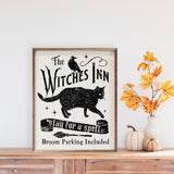 Witches Inn Stay For A Spell Cat-White