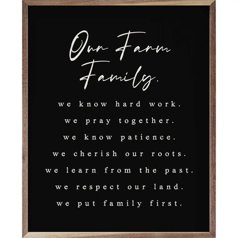 Our Farm Family Values Black