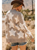 Sherpa Star Textured Sweater Cardigan with Pockets