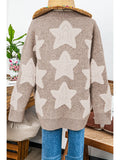 Sherpa Star Textured Sweater Cardigan with Pockets