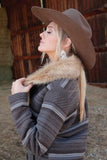 Cruel Women's Fur Collar Gray Tweed Jacket