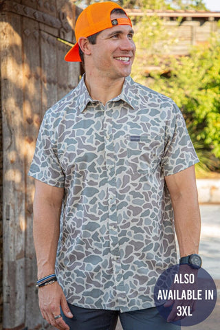 Burlebo Performance Button Up - Classic Deer Camo