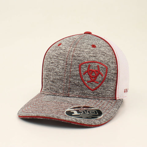 Ariat Grey Heather Maroon Logo Cap