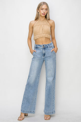 Risen High Rise Wide Leg Light Wash