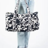 Western Cow Print Quilted Duffle Bag