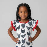 Count Your Chickens Girl's Double Flutter Sleeve Top
