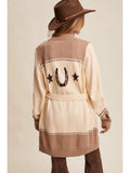 Western Horseshoe Belted Women's Ecru Cardigan