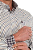 Cinch Men's White Striped Shirt
