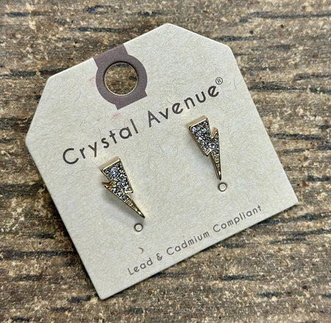 CZ and Gold Lightning Bolt Earrings