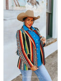 Jacquard Woven Serape Multi Concho Button Down Blazer