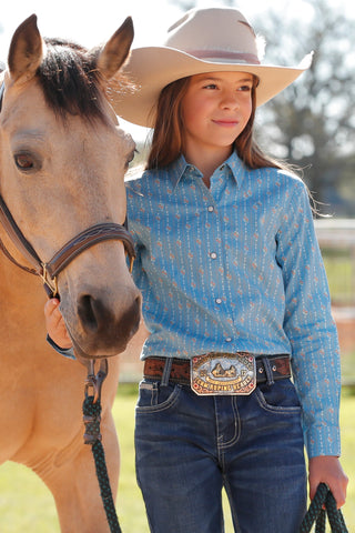 Cruel Girls Blue Floral Print Shirt