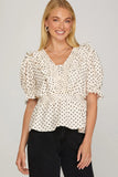 Polka Dot Smocked Top