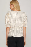 Polka Dot Smocked Top