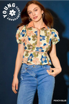 Retro Floral Puff Sleeve Blouse