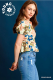Retro Floral Puff Sleeve Blouse