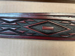 Red Brown Leather Belt with Antique Tribal