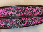 Brown with Pink Embossed Flower Belt