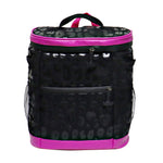 Backpack Cooler Tote in Black Leopard Print