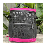 Backpack Cooler Tote in Black Leopard Print